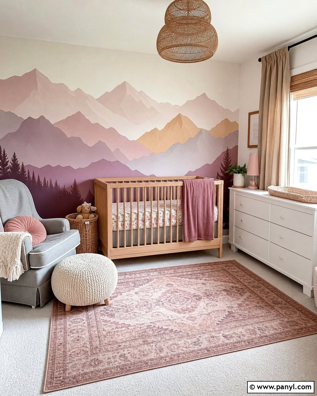 Mountain Mural Baby Girl Accent Wall - 25 Baby Girl Accent Wall Ideas