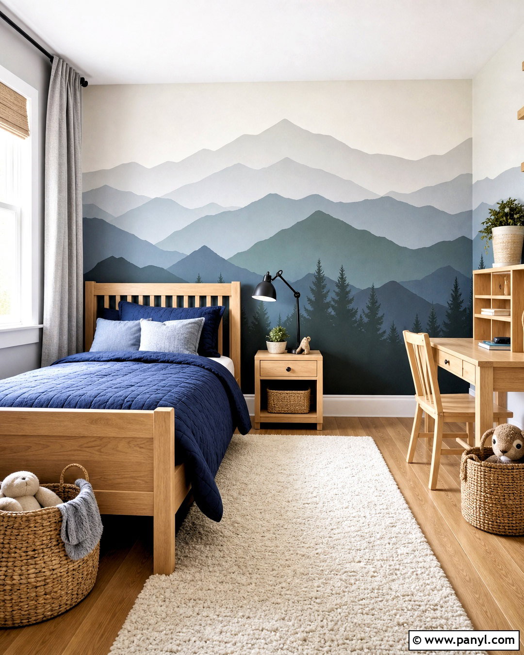 Mountain Mural Feature Wall - 20 painted feature wall ideas
