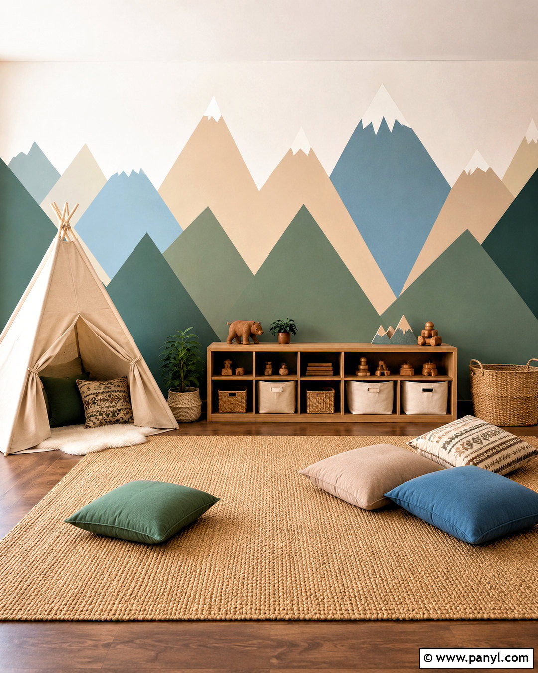 Mountain Mural Playroom Accent Wall - 20 playroom accent wall ideas