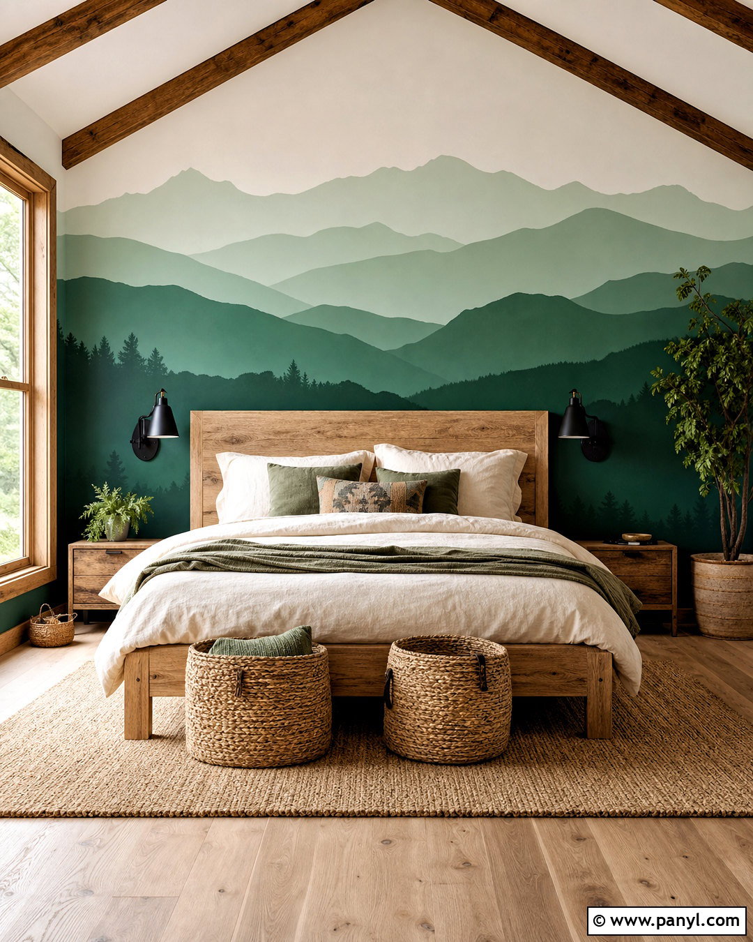 Mountain Painted Accent Wall - 20 painted accent wall ideas