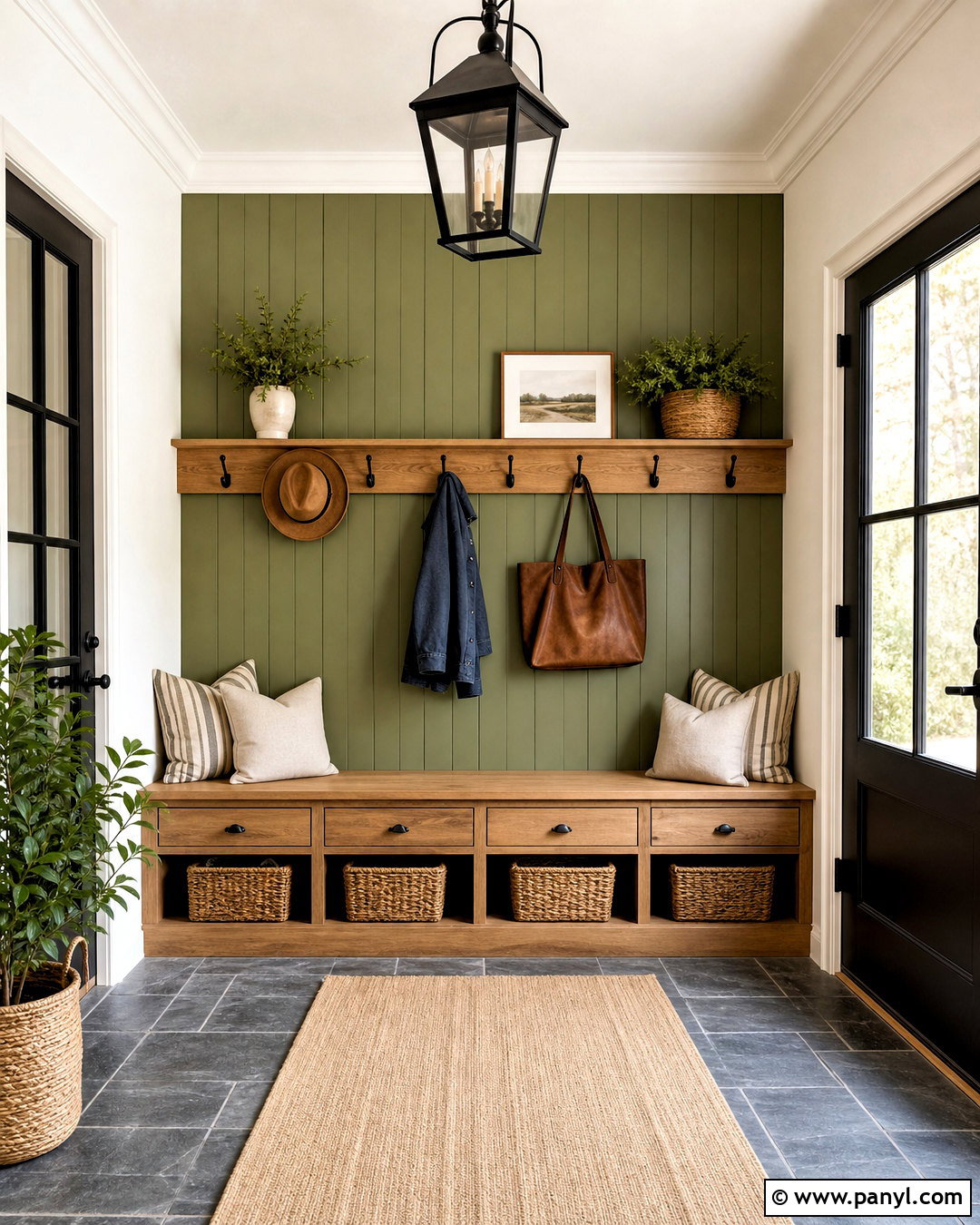Mudroom Peg Rail Accent Wall - 20 modern farmhouse accent wall ideas