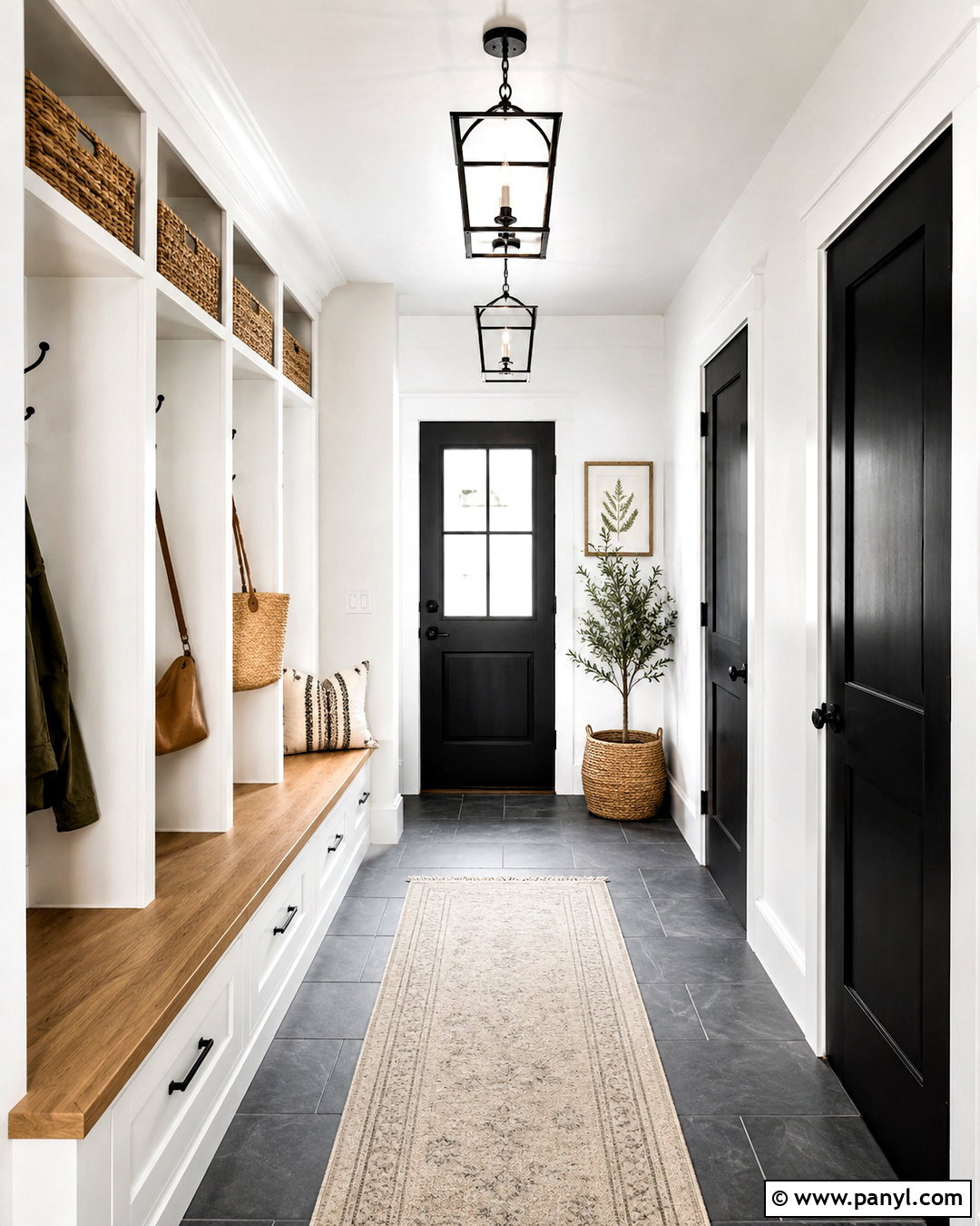 Mudroom With Black Doors - 35 White Walls Black Doors