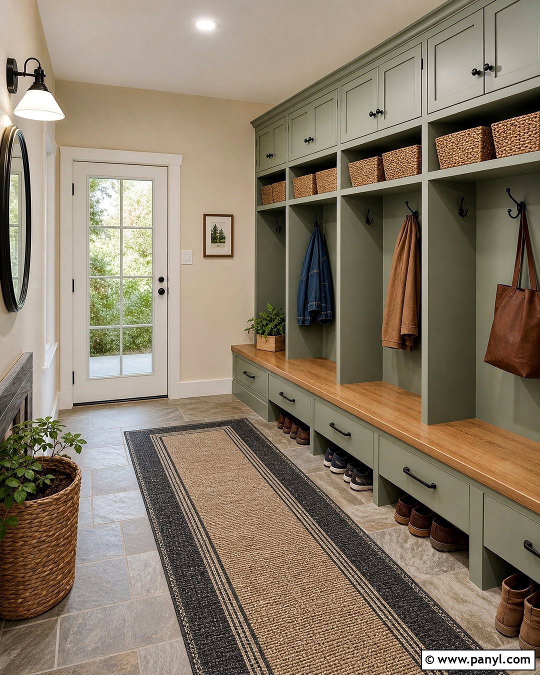 Mudroom With Vanilla Latte Walls - 50 Vanilla Latte Color Wall Ideas