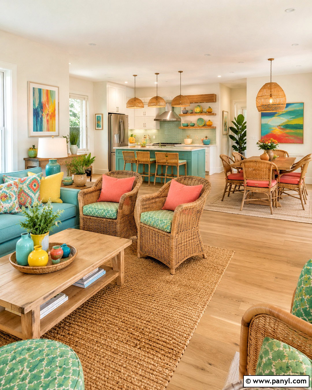 Multicolor Beach House Open Floor Plan - 20 colorful beach house decor ideas