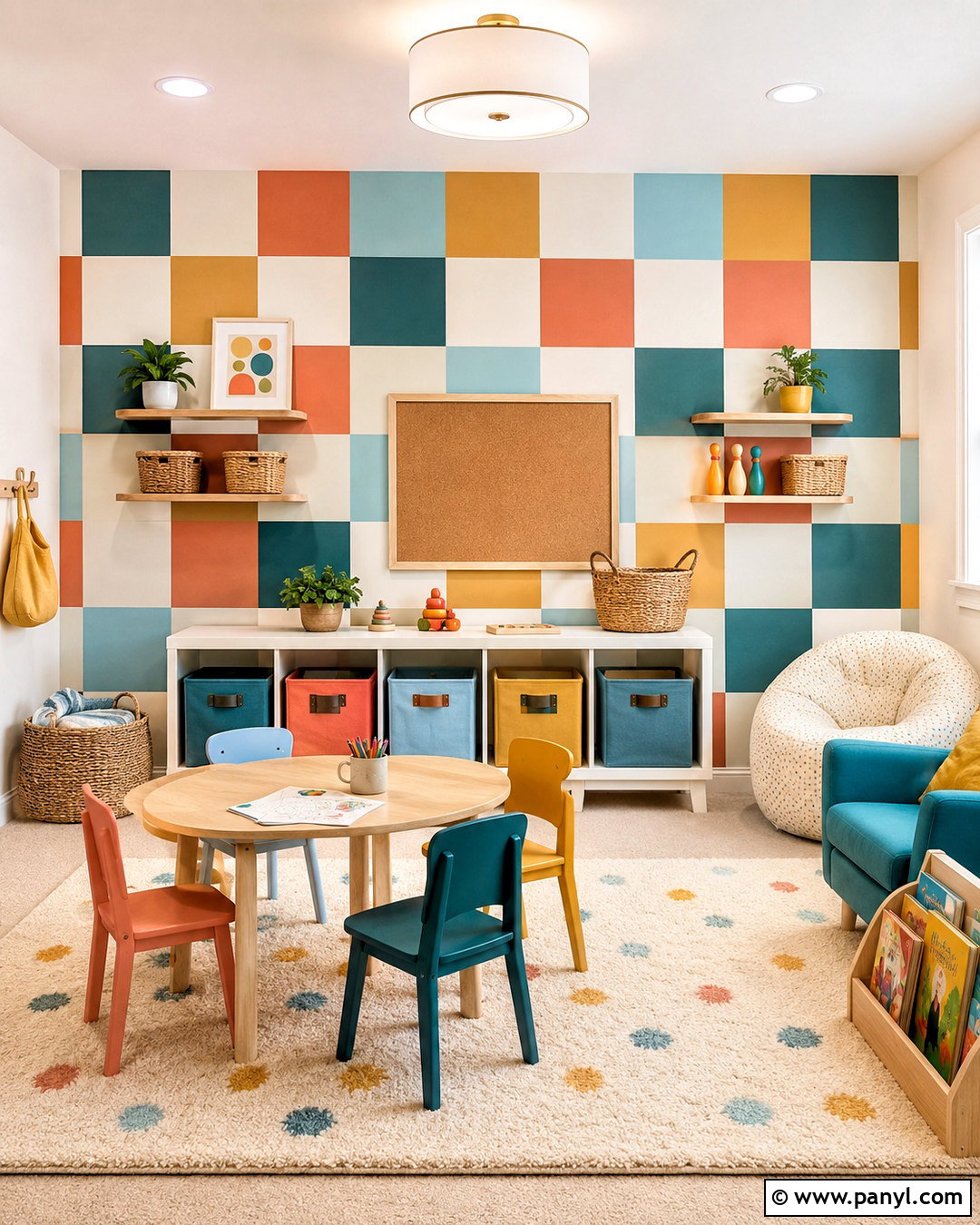 Multicolor Checkerboard Playroom Wall - 20 checkerboard wall ideas