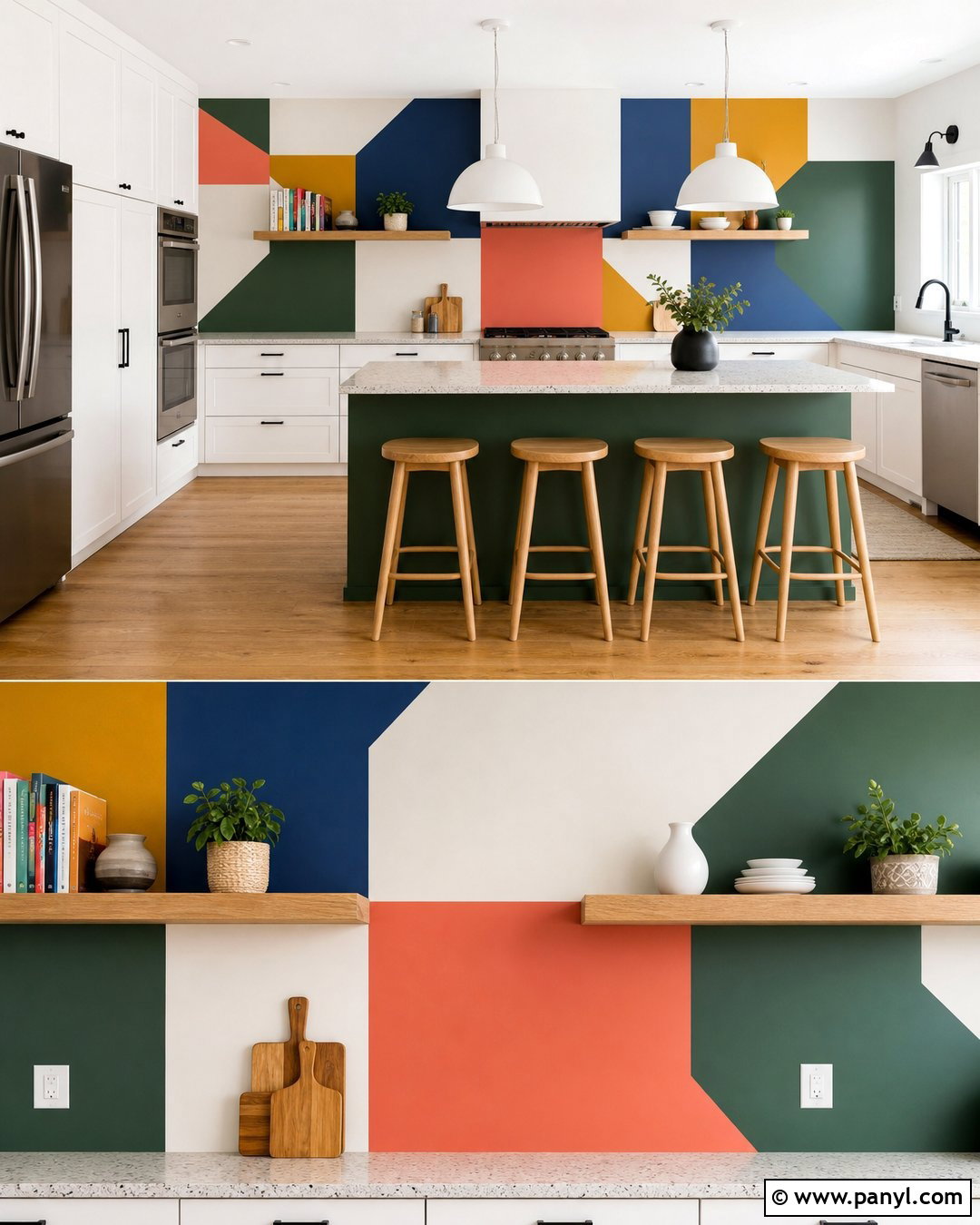 Multicolor Geometric Color Block Kitchen Wall - 20 Color Block Kitchen Wall Ideas