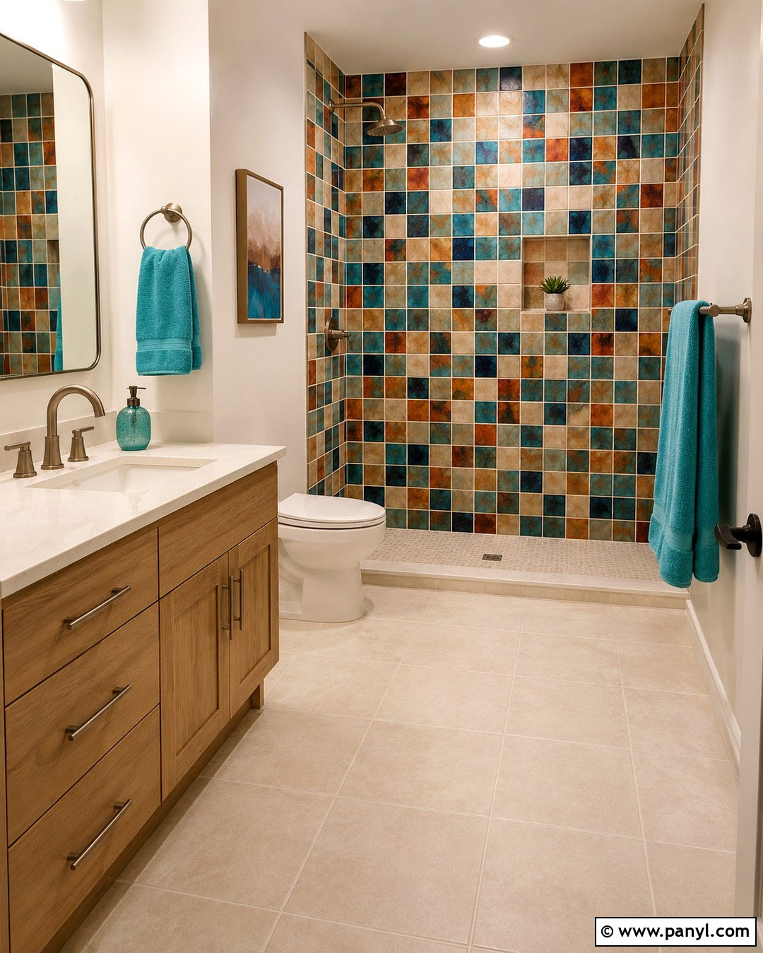 Multicolor Mosaic Bathroom Walls - 20 Colorful Bathroom Walls