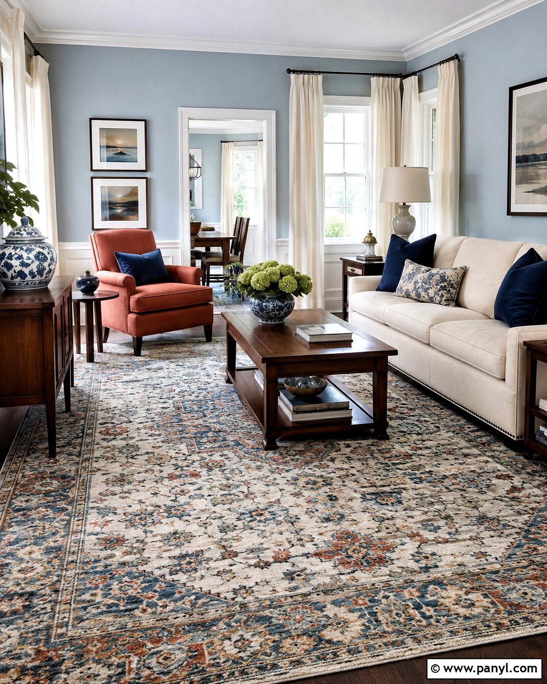Multicolor Patterned Carpet With Light Blue Walls - 20 What Color Carpet Goes With Light Blue Walls