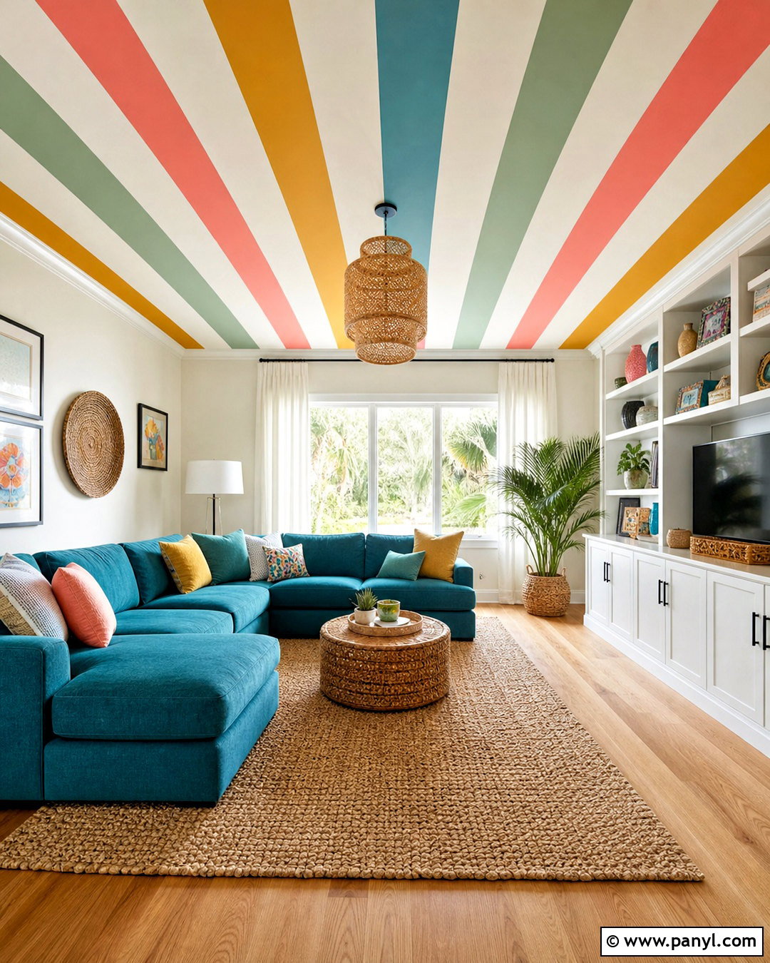 Multicolor Striped Ceiling - 20 striped ceiling ideas