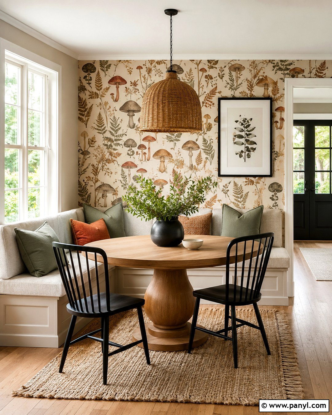 Mushroom Accent Wall In A Breakfast Nook - 20 Mushroom Color Accent Wall Ideas