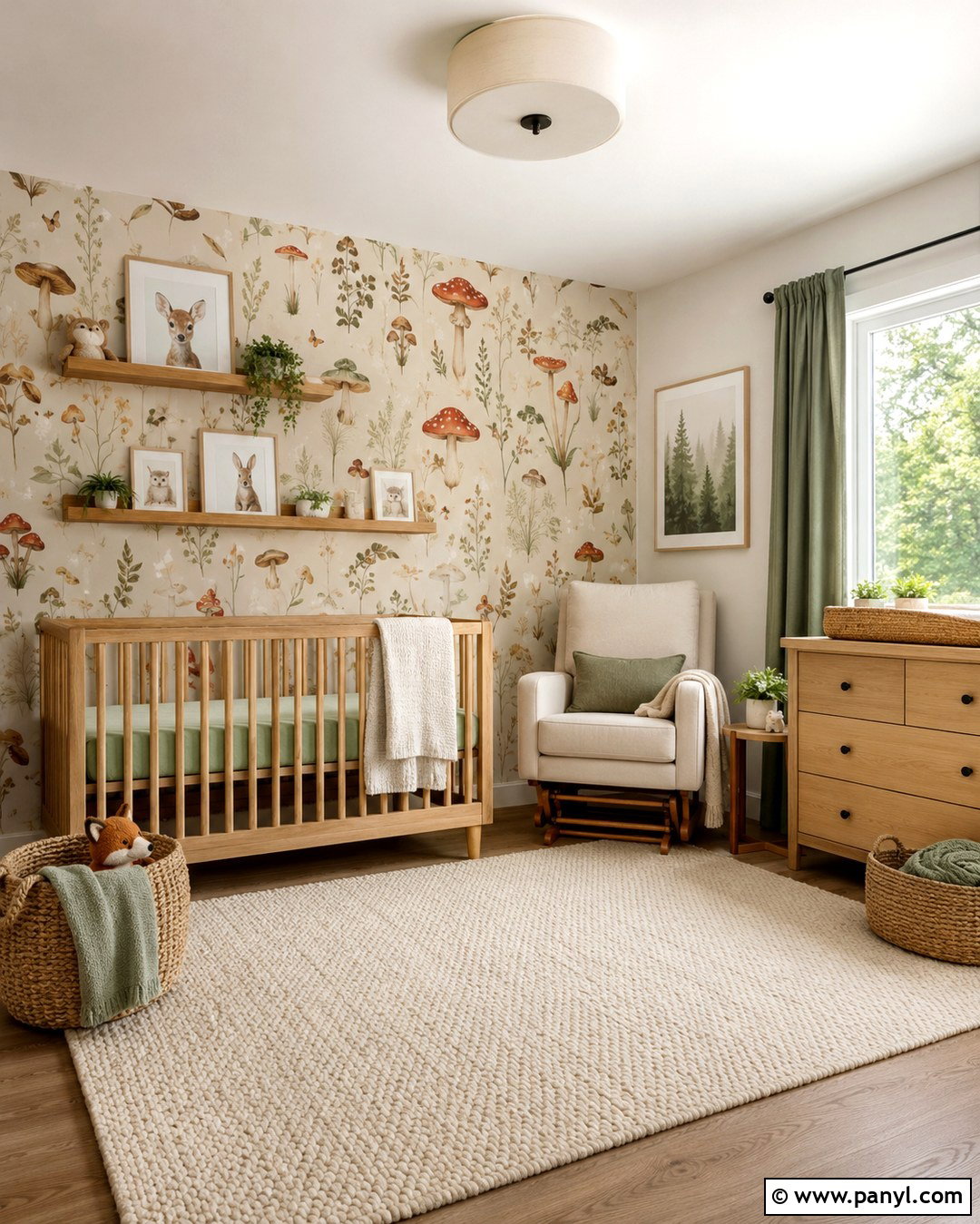 Mushroom Accent Wall In A Nursery - 20 Mushroom Color Accent Wall Ideas