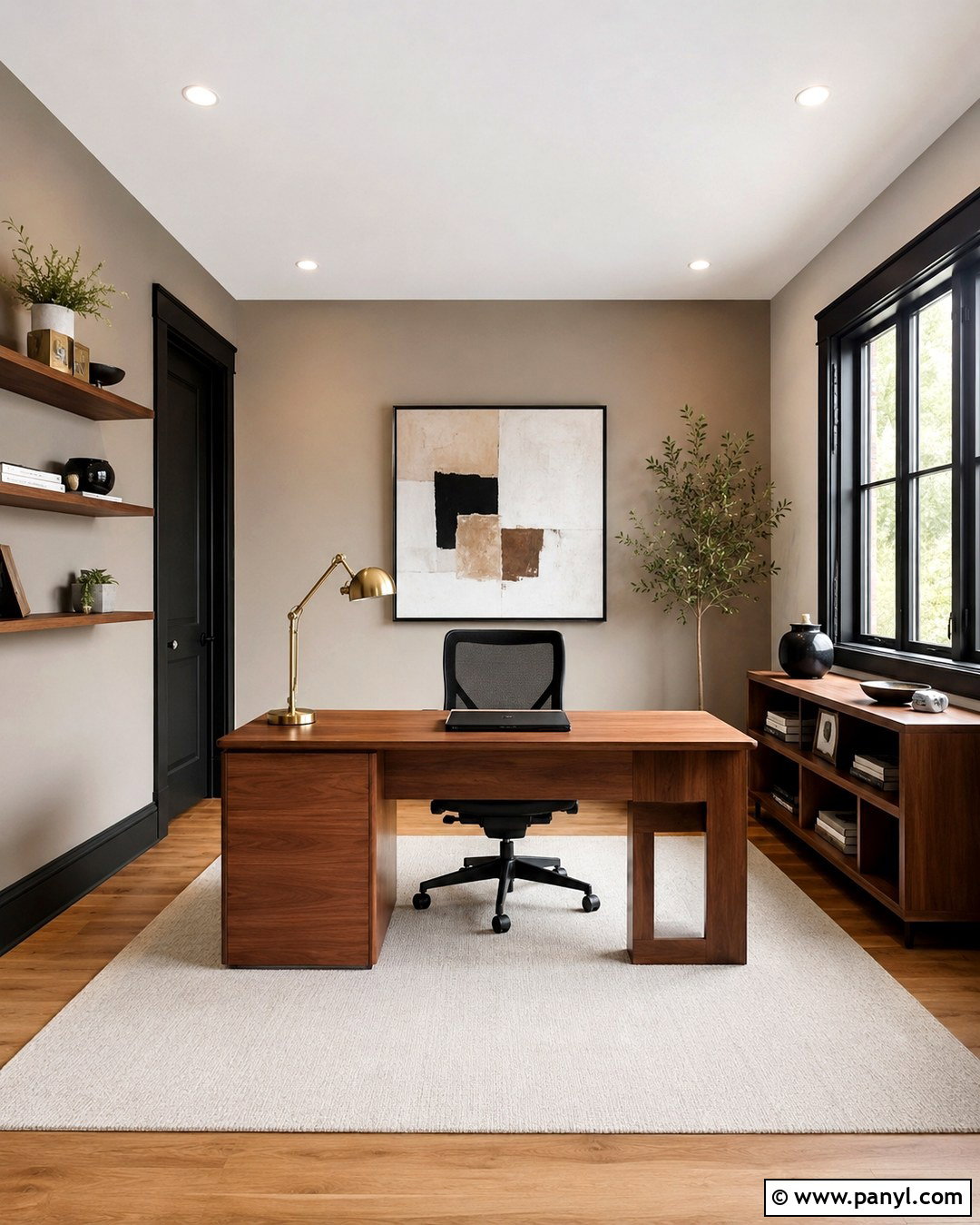 Mushroom Accent Wall With Black Trim - 20 Mushroom Color Accent Wall Ideas