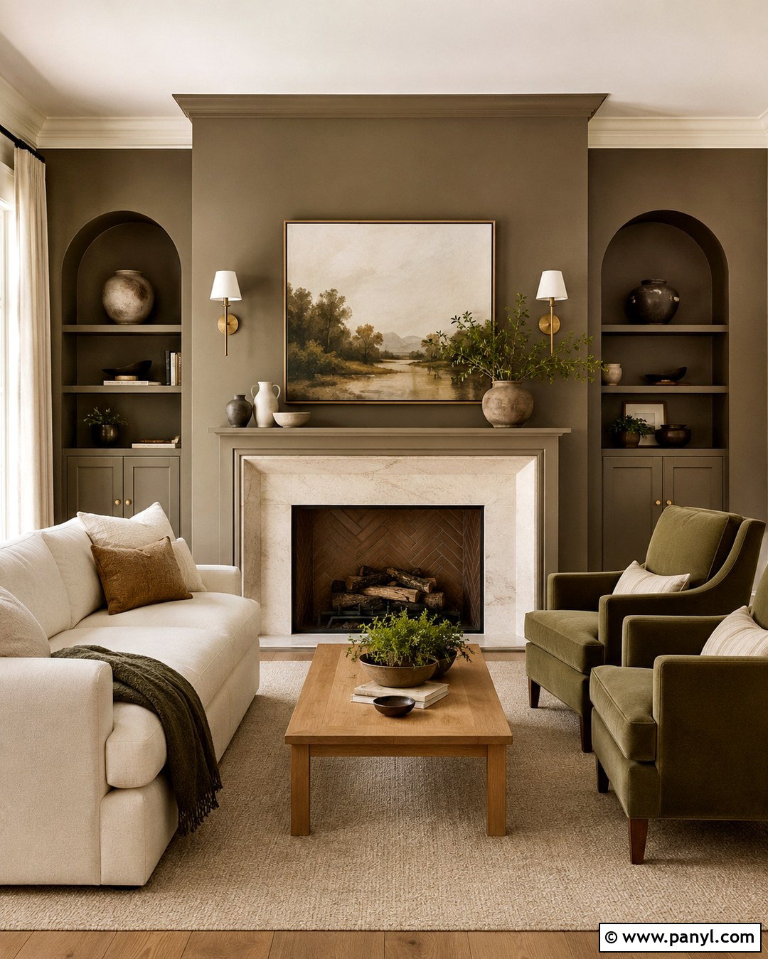 Mushroom Accent Wall With Fireplace - 20 Mushroom Color Accent Wall Ideas