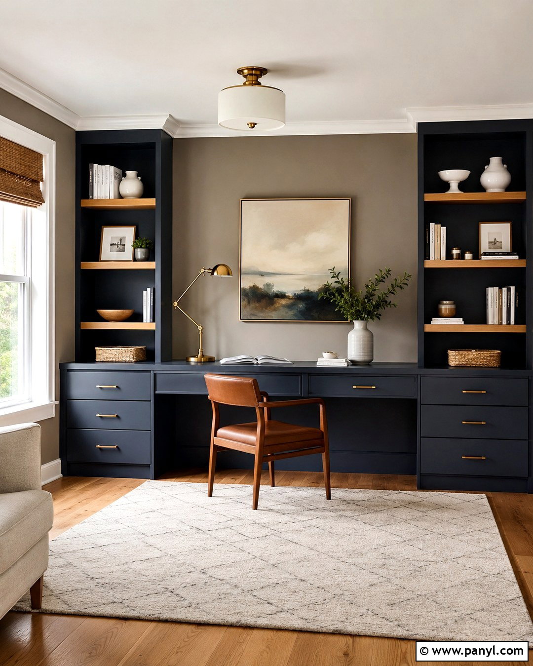 Mushroom Accent Wall With Navy Blue - 20 Mushroom Color Accent Wall Ideas