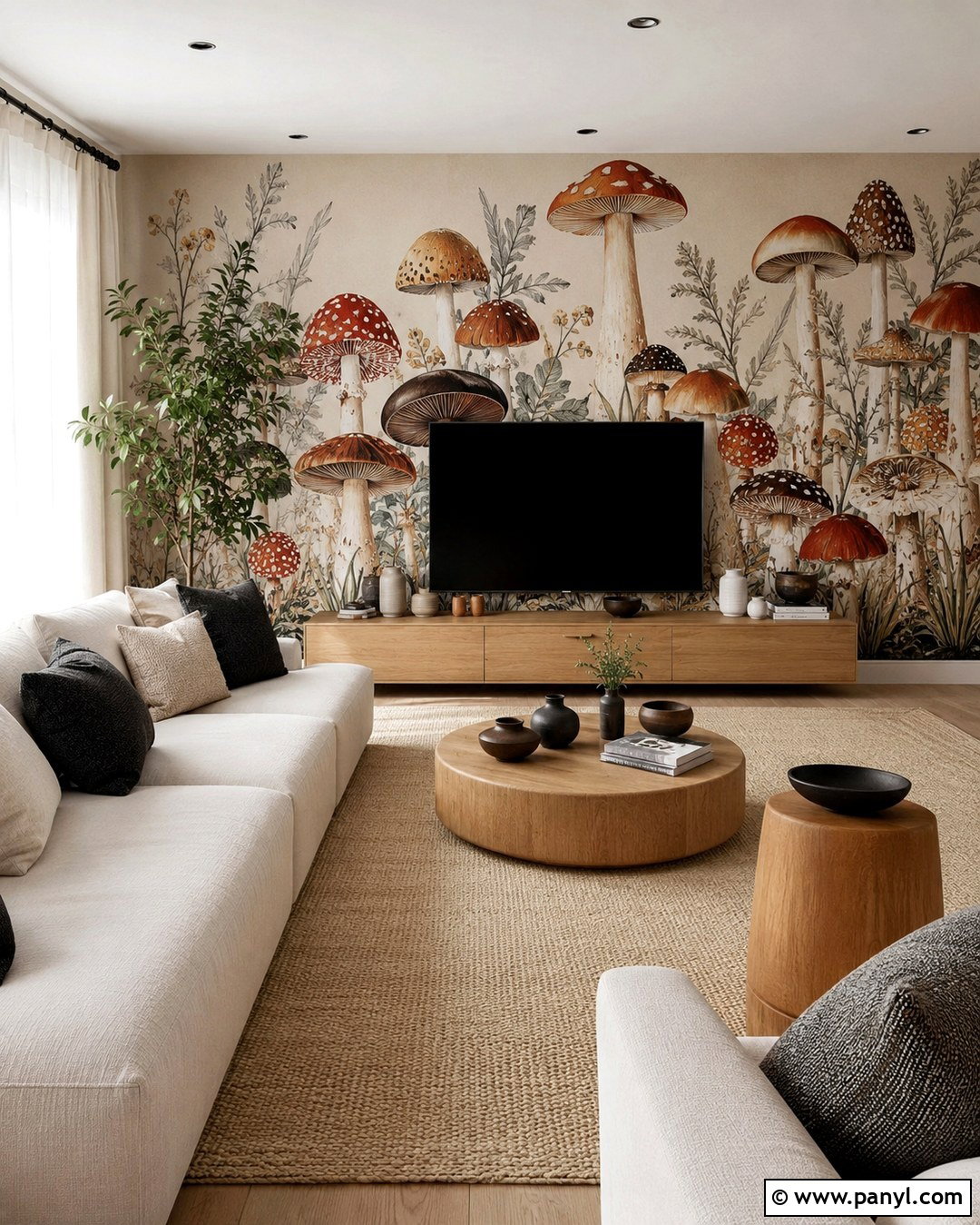 Mushroom Accent Wall With White Oak - 20 Mushroom Color Accent Wall Ideas