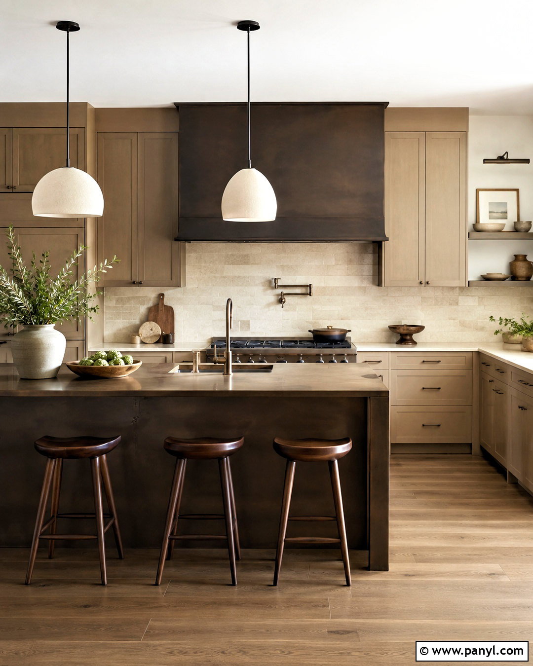 Mushroom And Dark Bronze Kitchen - 20 popular kitchen color combinations
