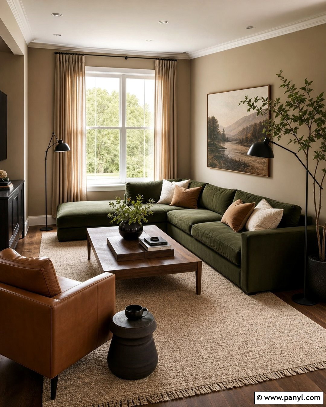 Mushroom And Forest Green Interior Colour Combination - 20 Interior House Colour Combination Ideas