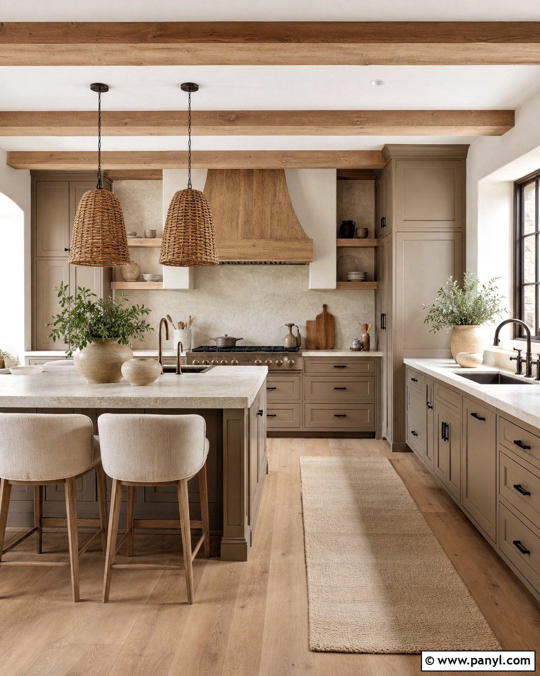 Mushroom Beige And Limestone Farmhouse Kitchen - 20 farmhouse kitchen color scheme ideas