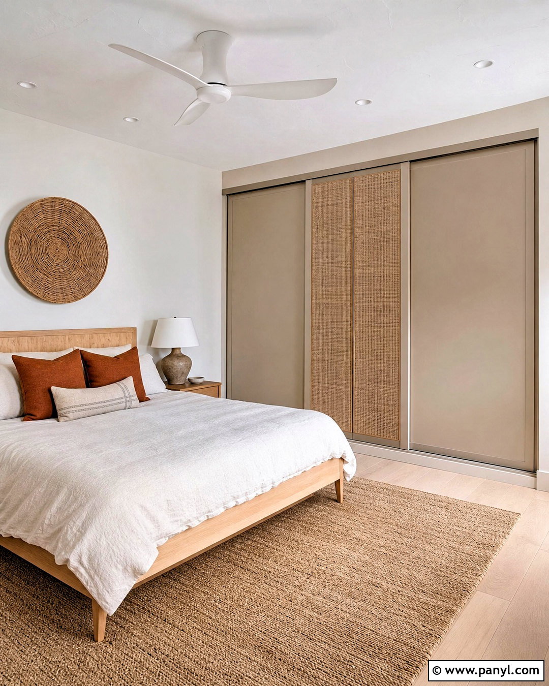 Mushroom Beige And Rattan Sliding Wardrobe - 20 sliding wardrobe color ideas bedroom ideas