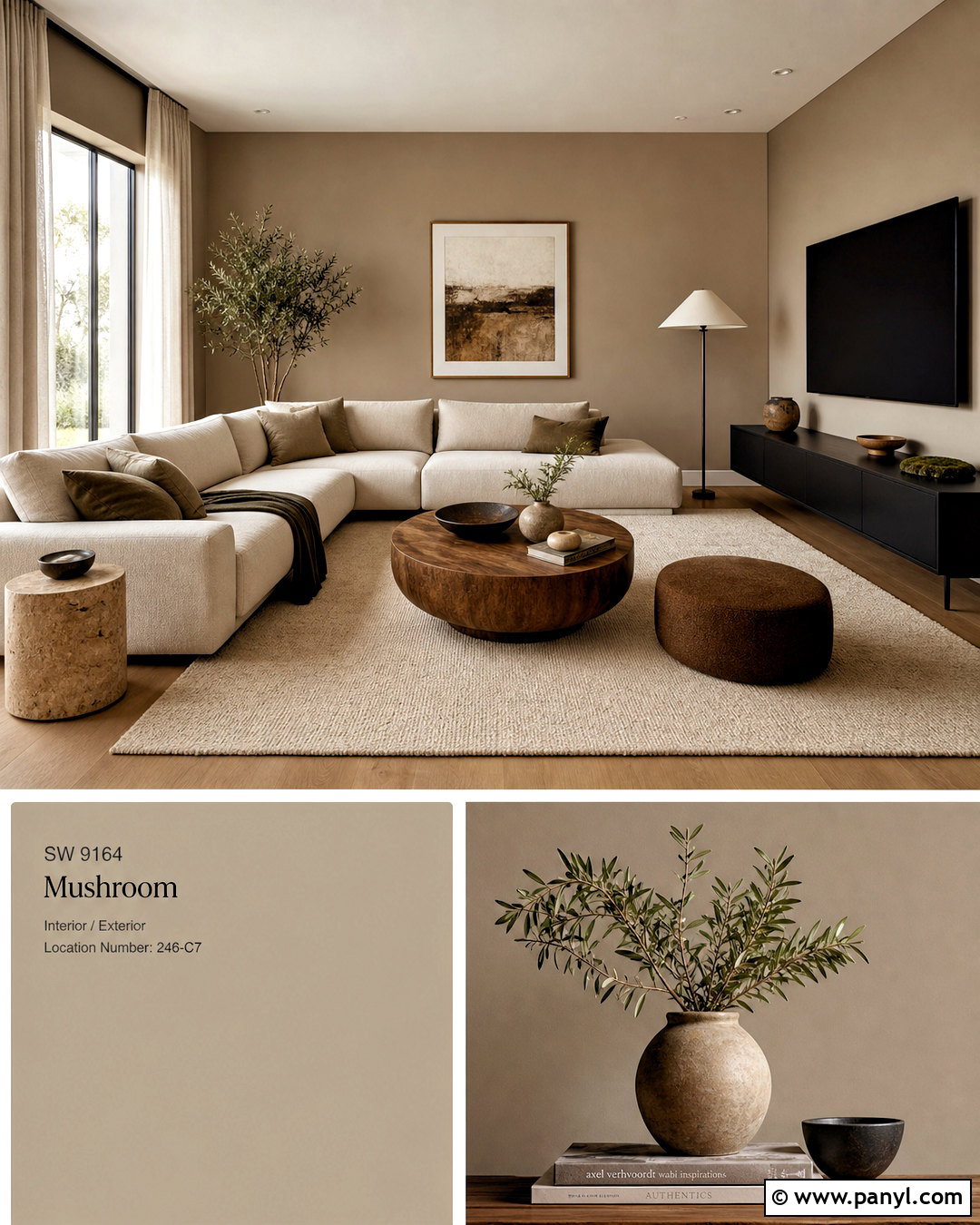 Mushroom Beige Living Room - 20 modern living room paint color ideas