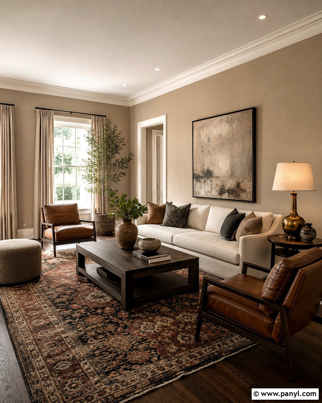 Mushroom Beige Sitting Room - 35 Sitting Room Paint Color Ideas