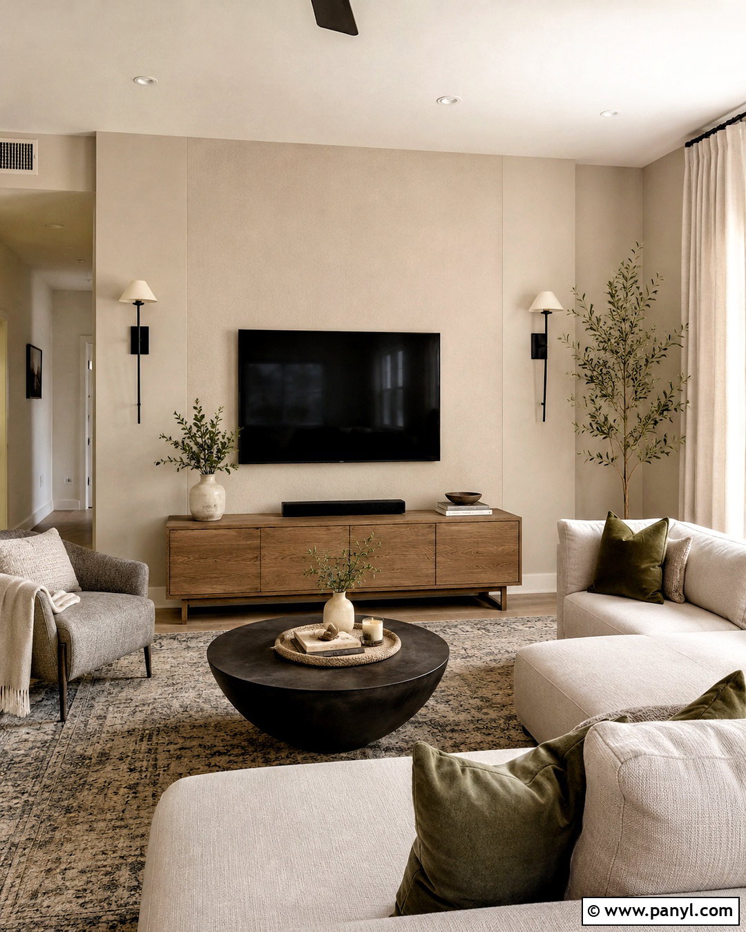 Mushroom Beige TV Wall - 35 tv wall color ideas