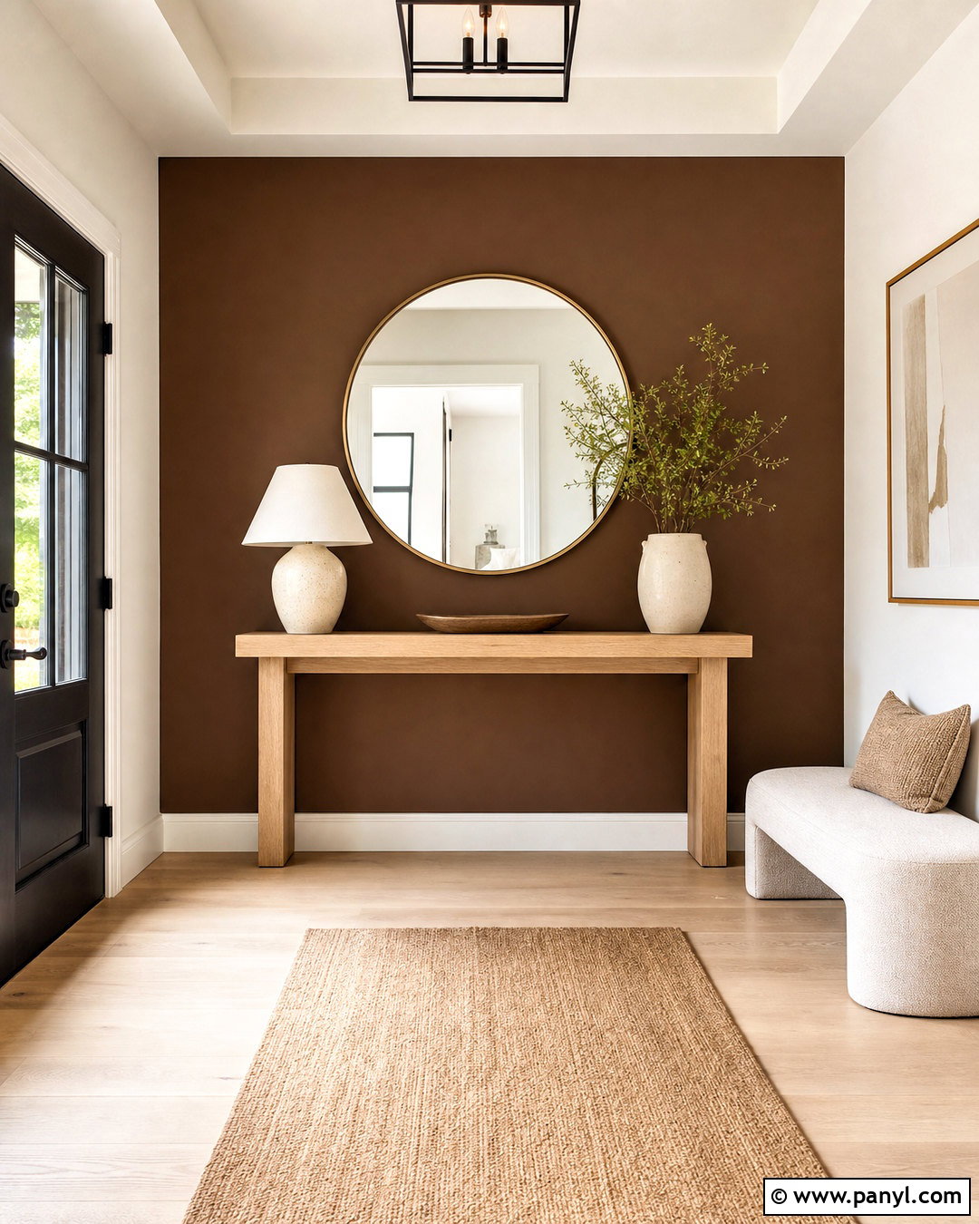 Mushroom Brown Entryway Accent Wall - 20 neutral accent wall ideas