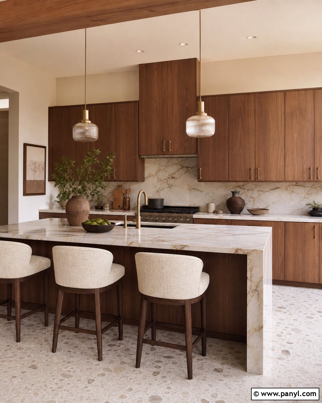 Mushroom Brown Kitchen Walls With Walnut Cabinets - 35 Brown Kitchen Walls