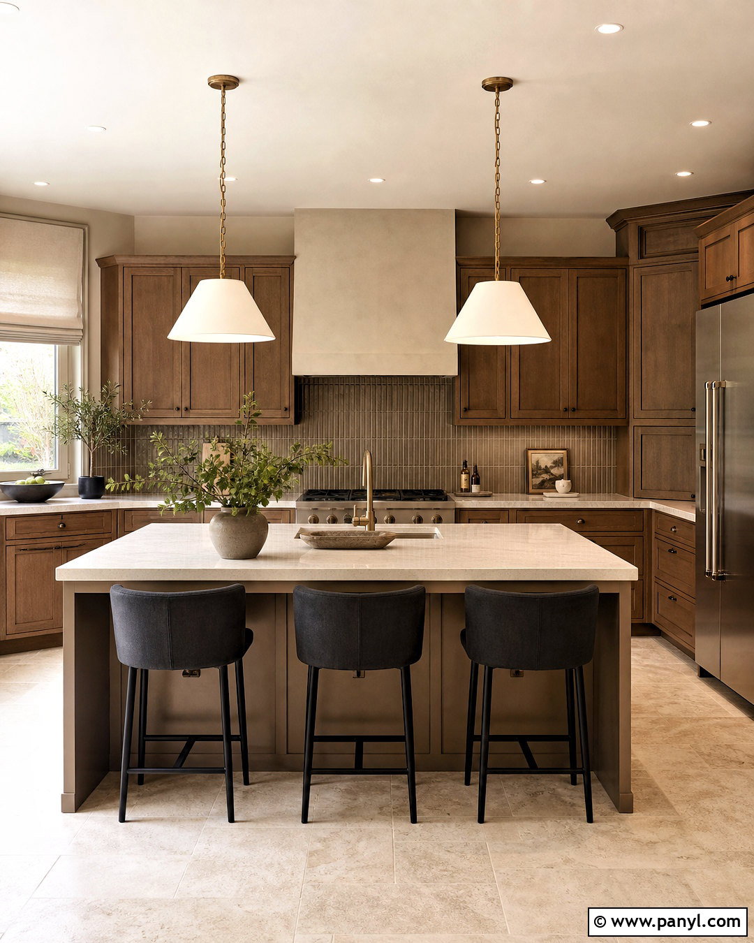 Mushroom Brown Kitchen With Oak Cabinets - 20 kitchen color schemes with oak cabinets