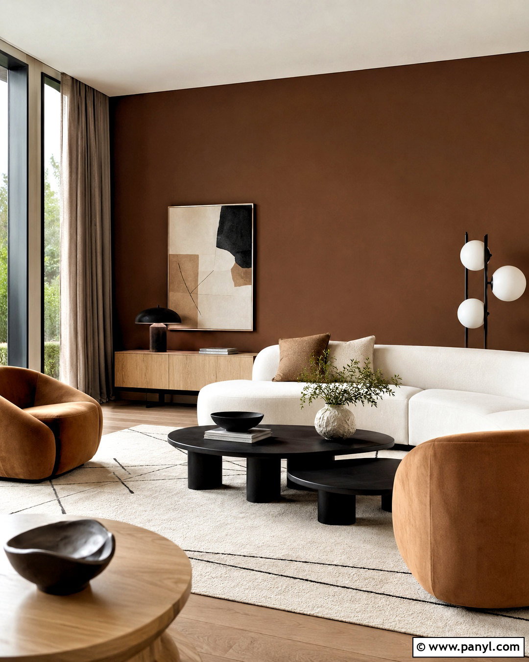 Mushroom Brown Living Room Walls With Black Accents - 20 brown living room walls