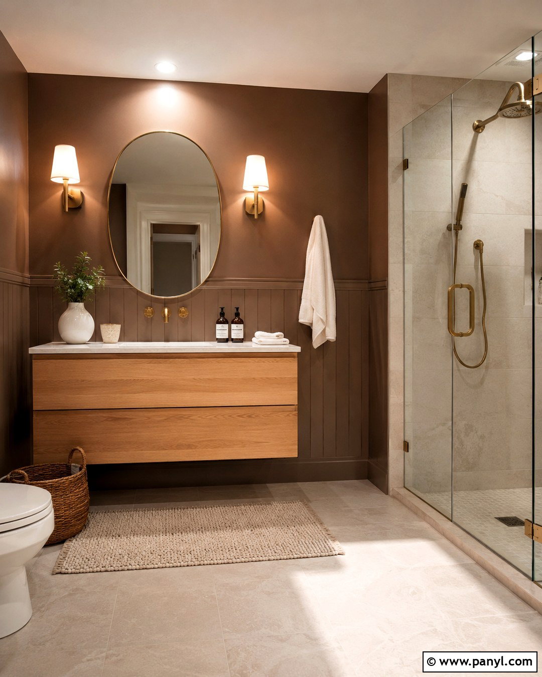 Mushroom Brown and Cocoa Bathroom Walls - 20 Two Tone Brown Walls