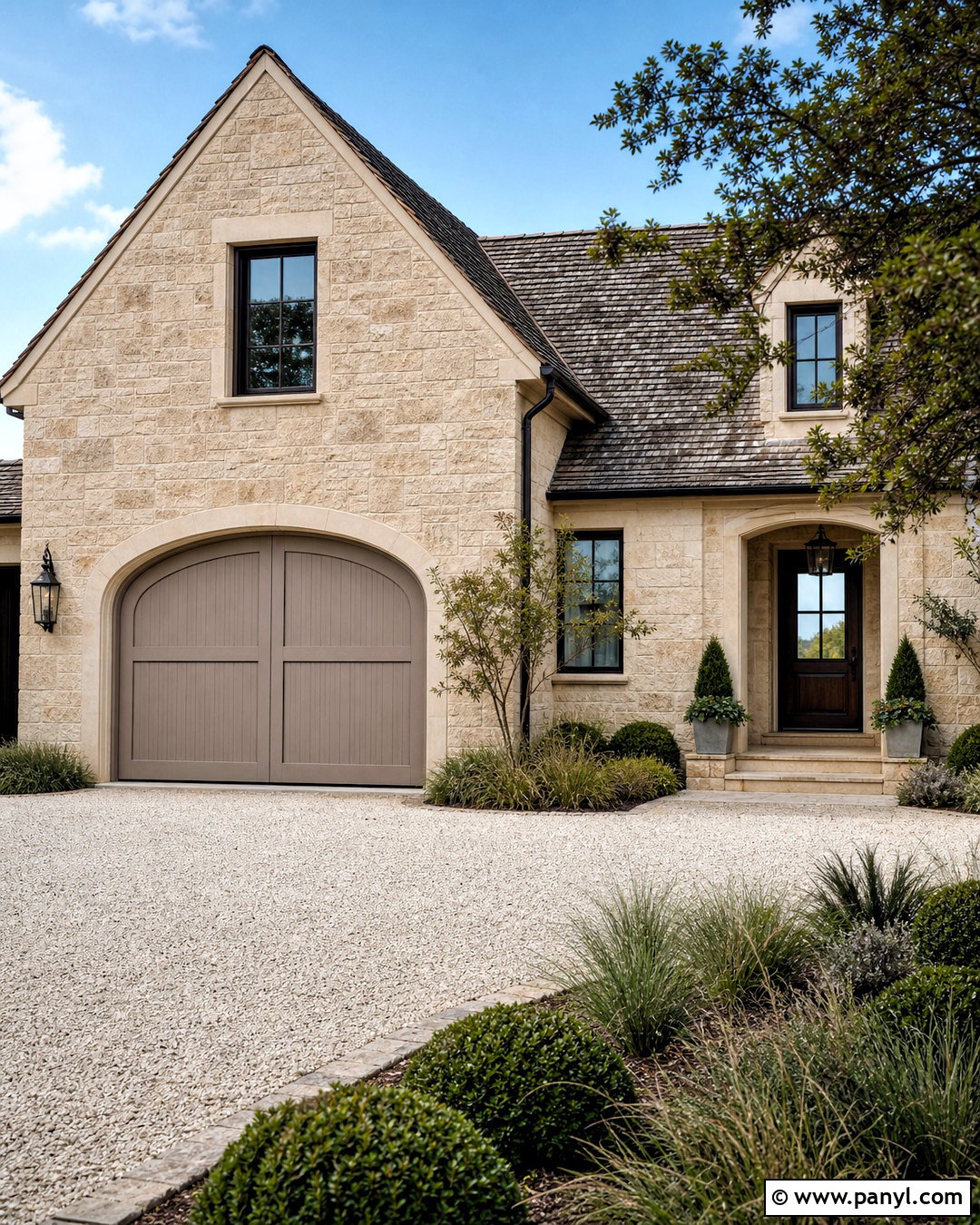 Mushroom Garage Door With Limestone - 20 garage door painting ideas