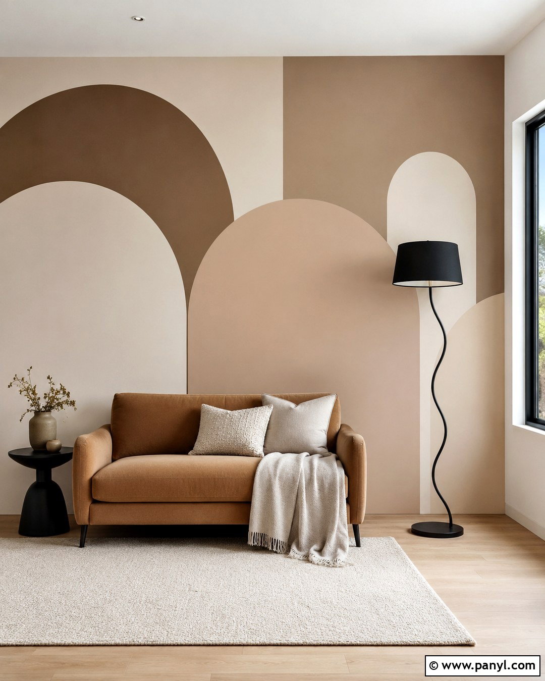 Mushroom Geometric Accent Wall - 20 Mushroom Color Accent Wall Ideas