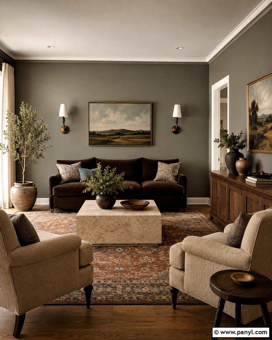Mushroom Grey Walls With Brown Furniture - 40 Grey Wall Color Ideas