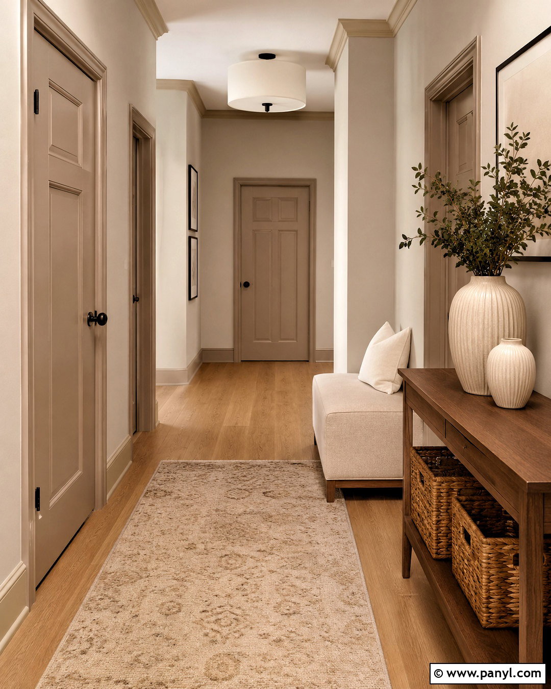 Mushroom Interior Doors With Tonal Walls - 20 painted interior doors colour schemes