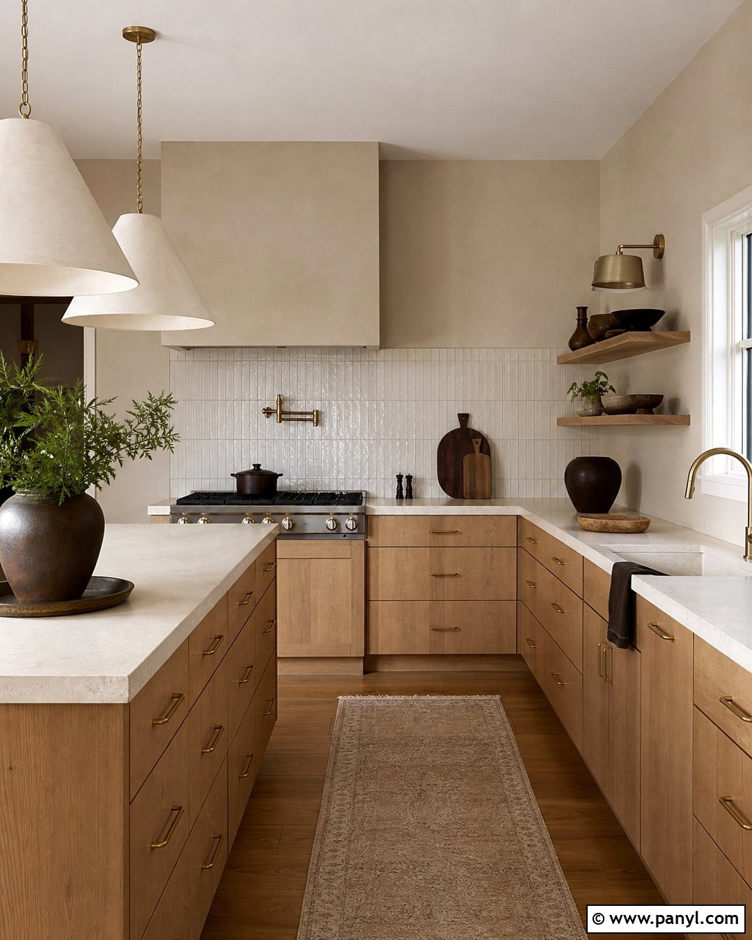 Mushroom Kitchen Walls With Natural Oak Cabinets - 25 Kitchen Wall Color With Natural Wood Cabinet Ideas