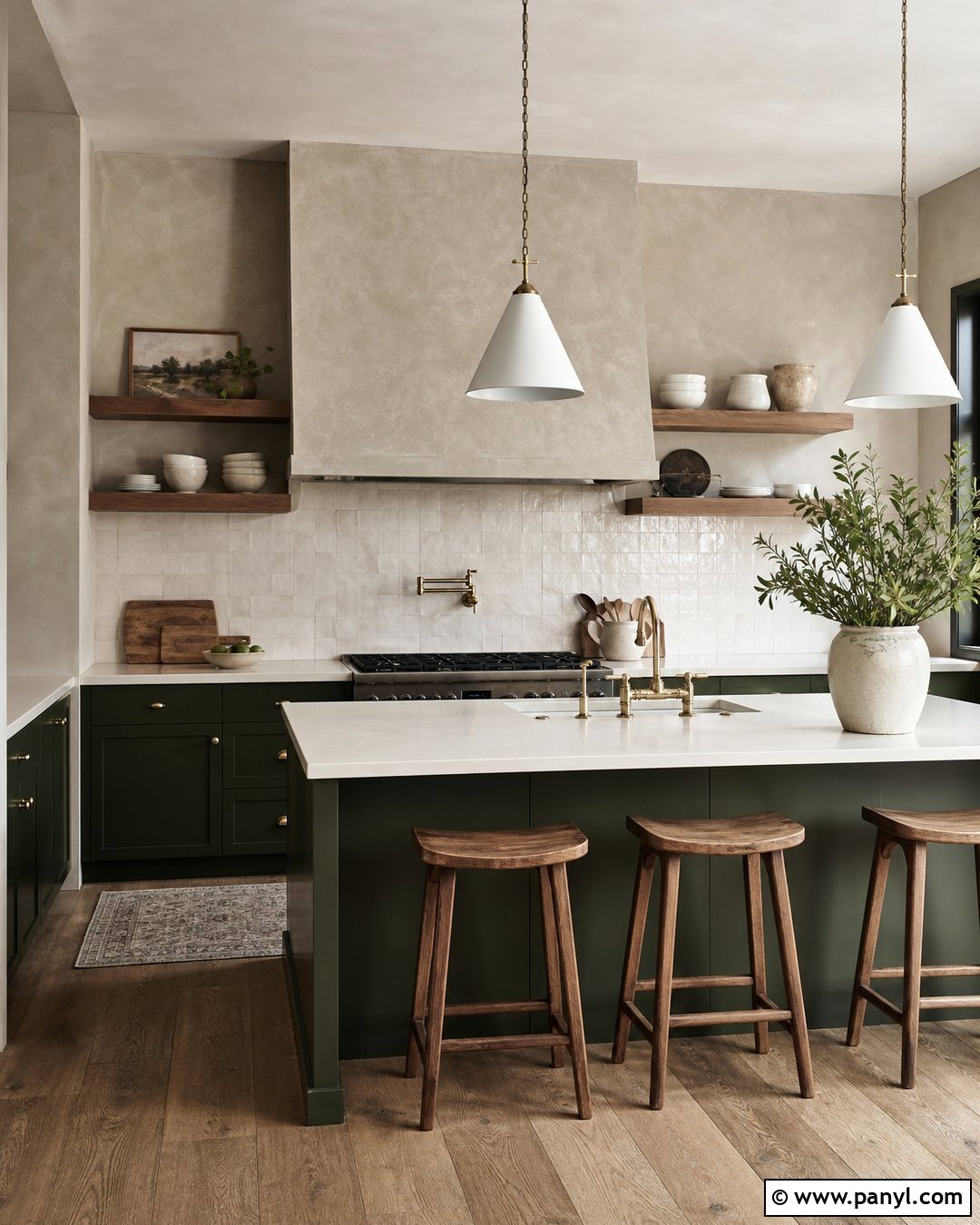 Mushroom Limewash And Deep Green - 25 Limewash Color Combinations