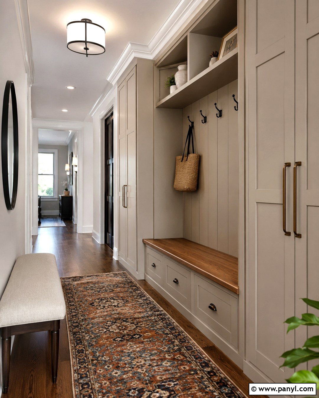 Mushroom Painted Hallway Built Ins - 20 White Walls Painted Built Ins