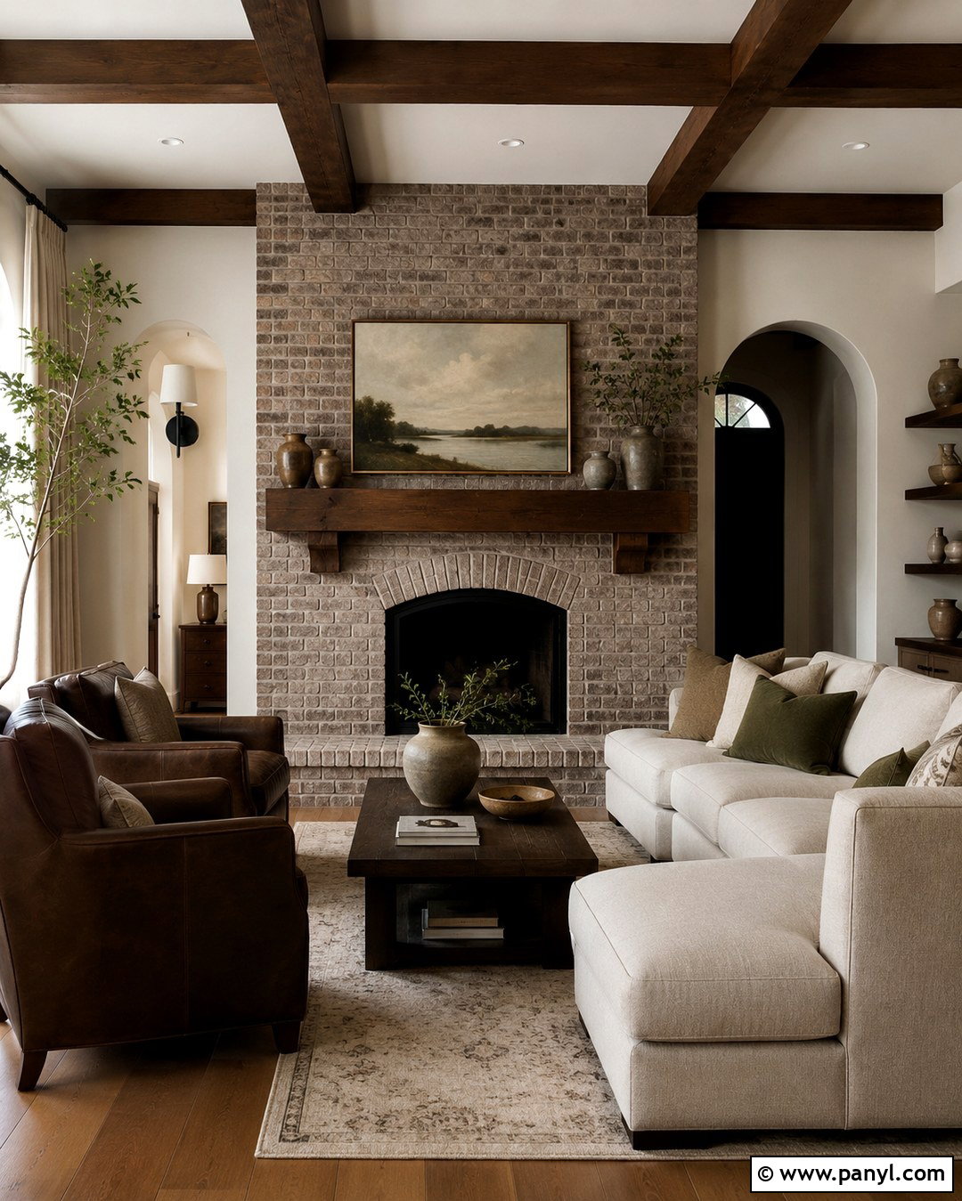 Mushroom Taupe Brick Fireplace - 20 Brick Fireplace Coloring Ideas