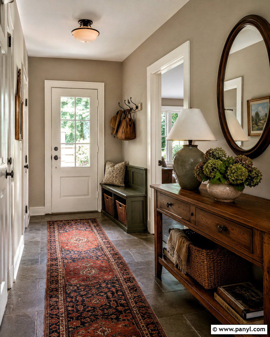 Mushroom Taupe Cottage Entryway - 20 cottage paint colors interior ideas