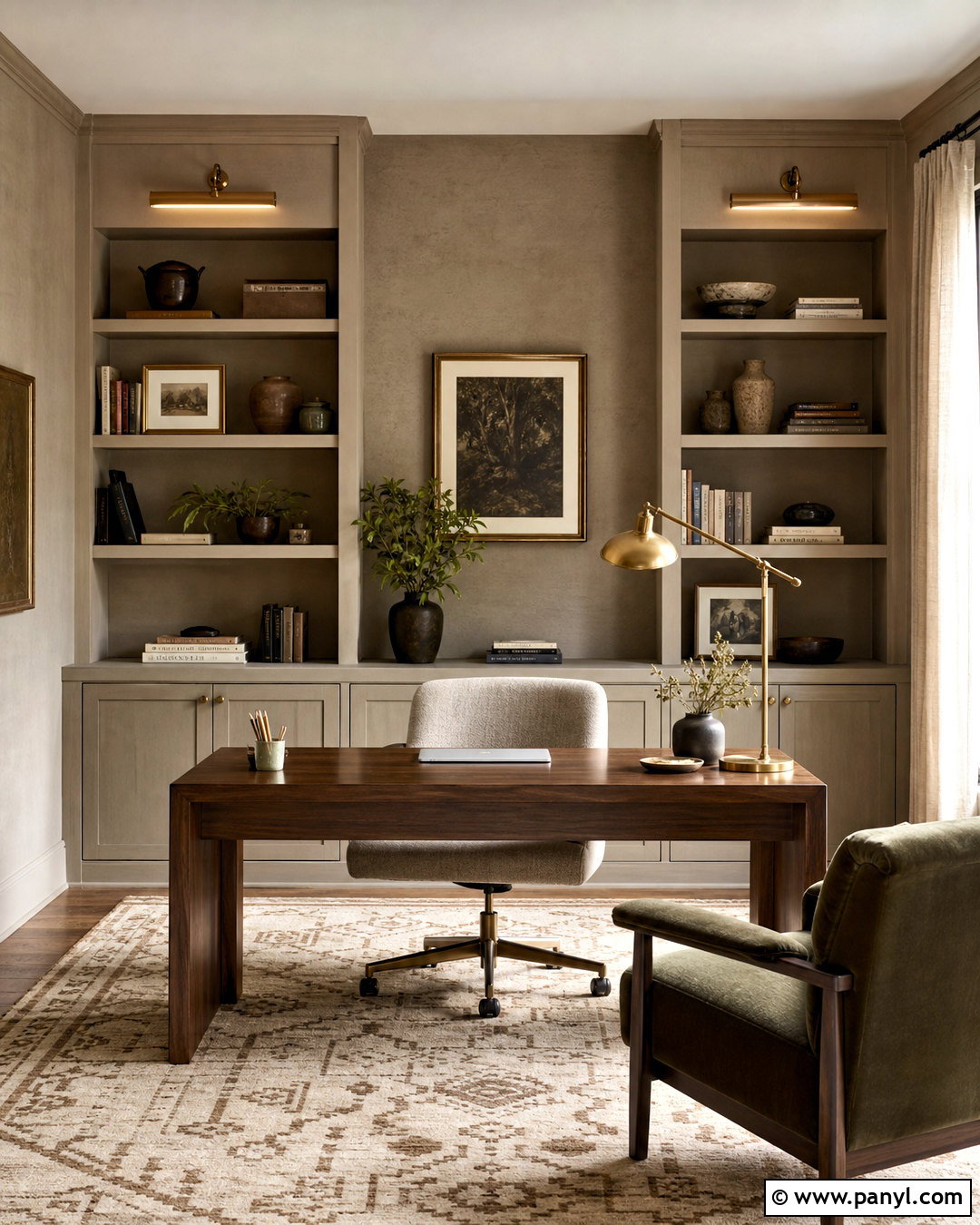 Mushroom Taupe Limewash Home Office - 20 limewash colors