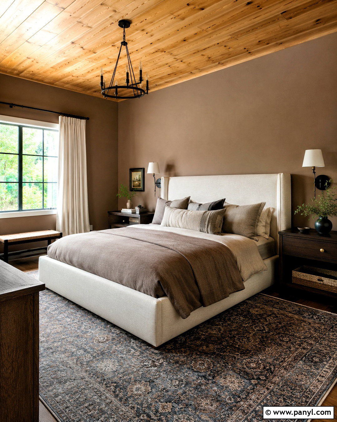 Mushroom Taupe Wall Color With Pine Ceiling - 20 Wall Color With Pine Ceiling Ideas