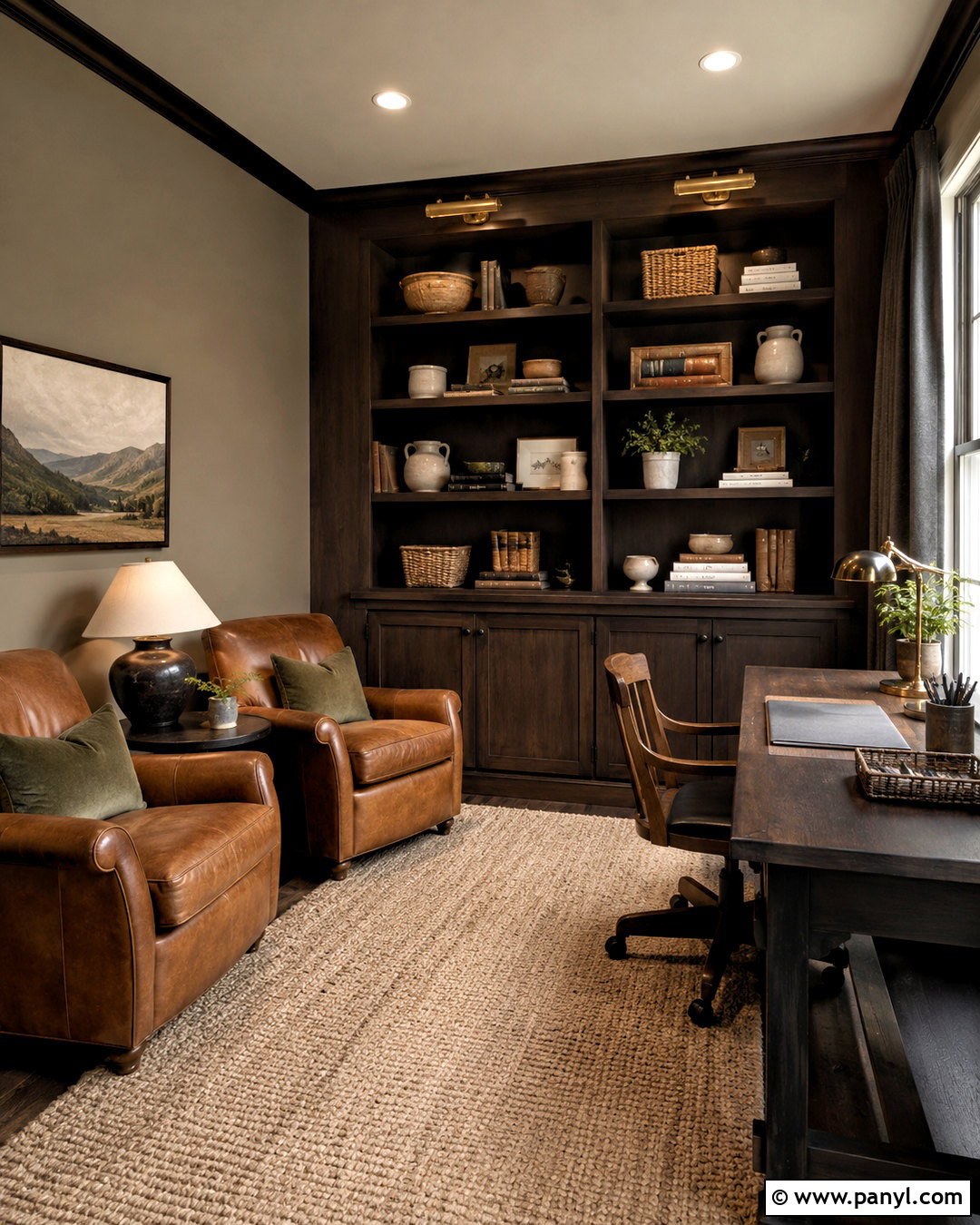 Mushroom Taupe Walls With Dark Wood - 20 Wall Colors That Go Well With Dark Wood Ideas