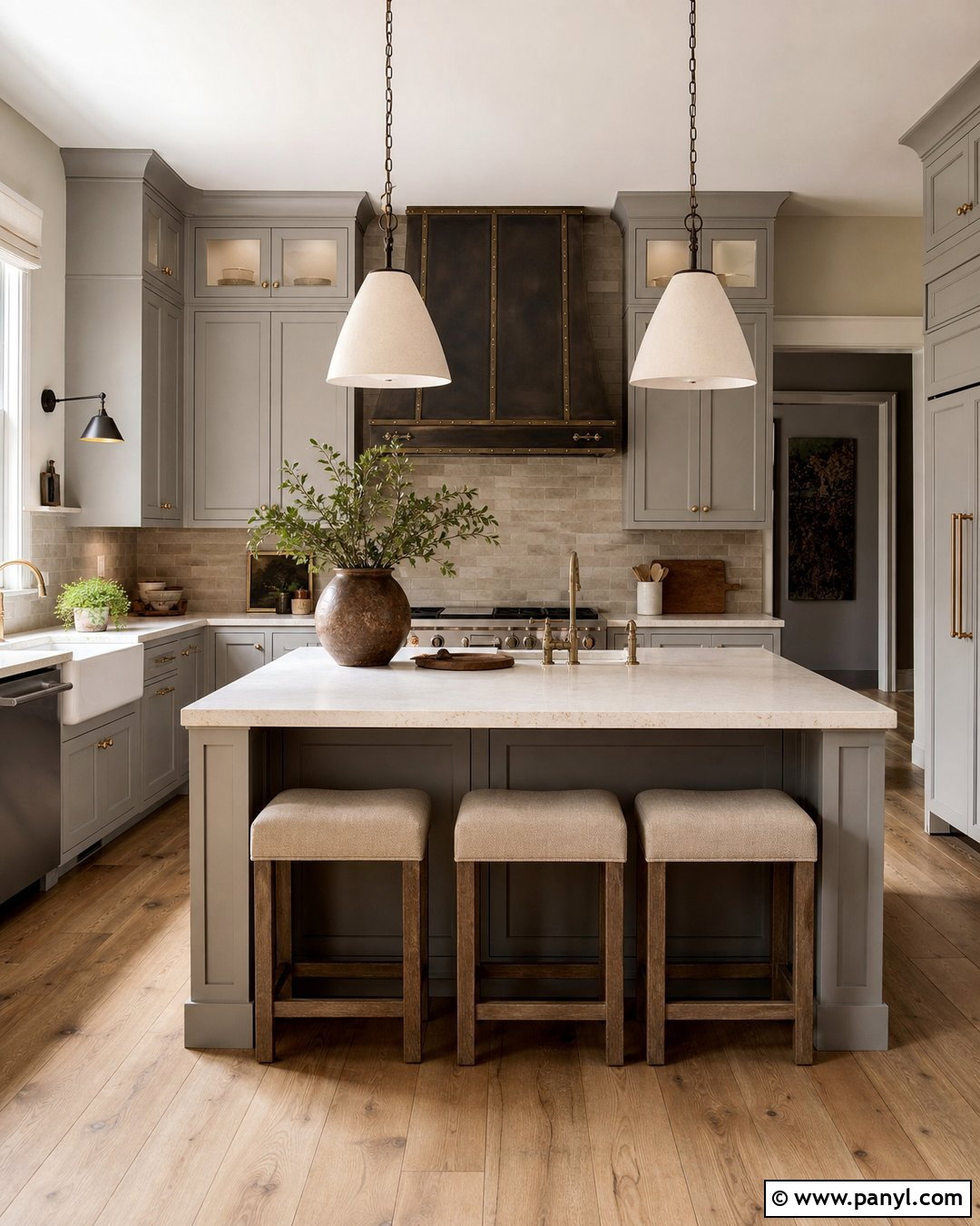 Mushroom Walls With Gray Kitchen Cabinets - 30 Gray Kitchen Cabinets Wall Color Ideas