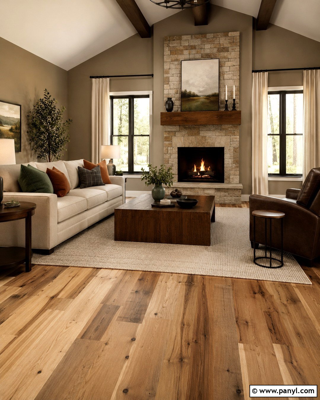 Mushroom Walls With Hickory Floors - 20 Wood Floor Wall Paint Color Ideas