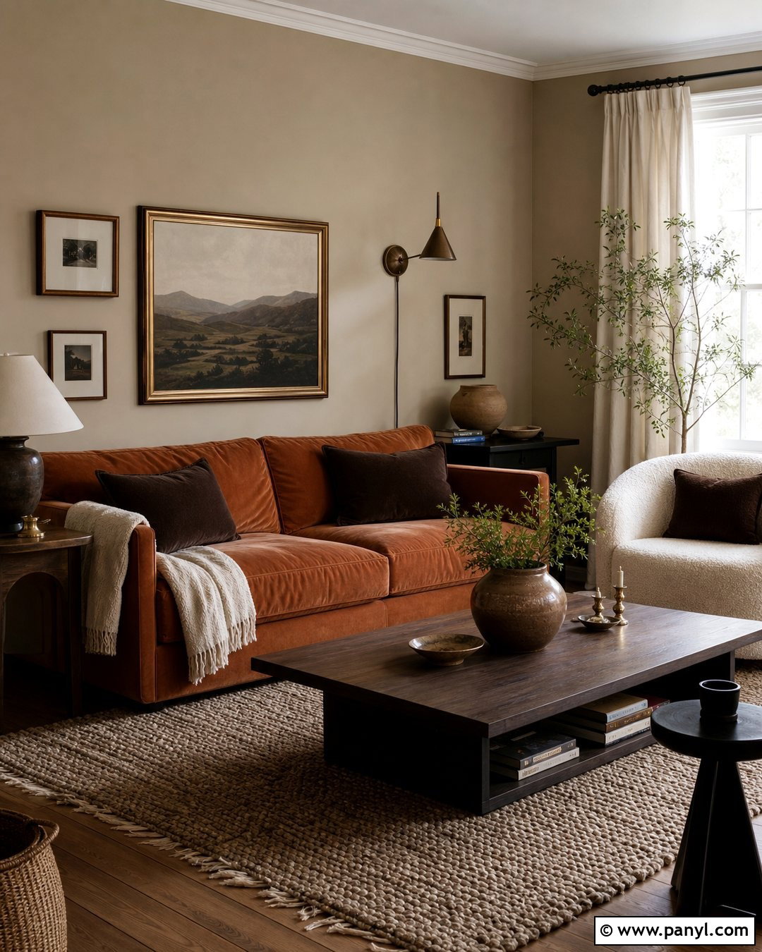 Mushroom Walls With Terracotta Furniture - 20 Neutral Wall Color With Orange Furniture Ideas