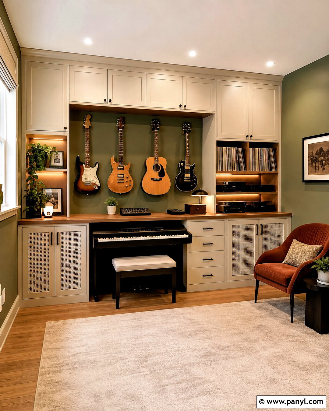 Music Room With Built-In Storage - 20 modern music room ideas