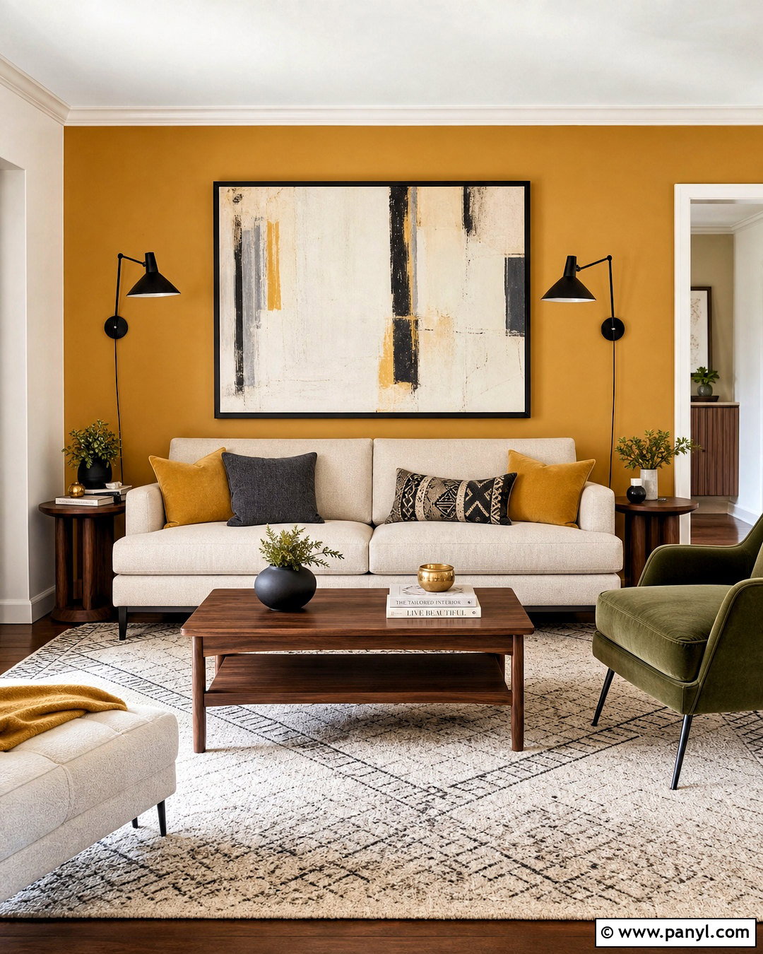 Mustard Accent Wall Living Room - 20 mustard walls living room ideas