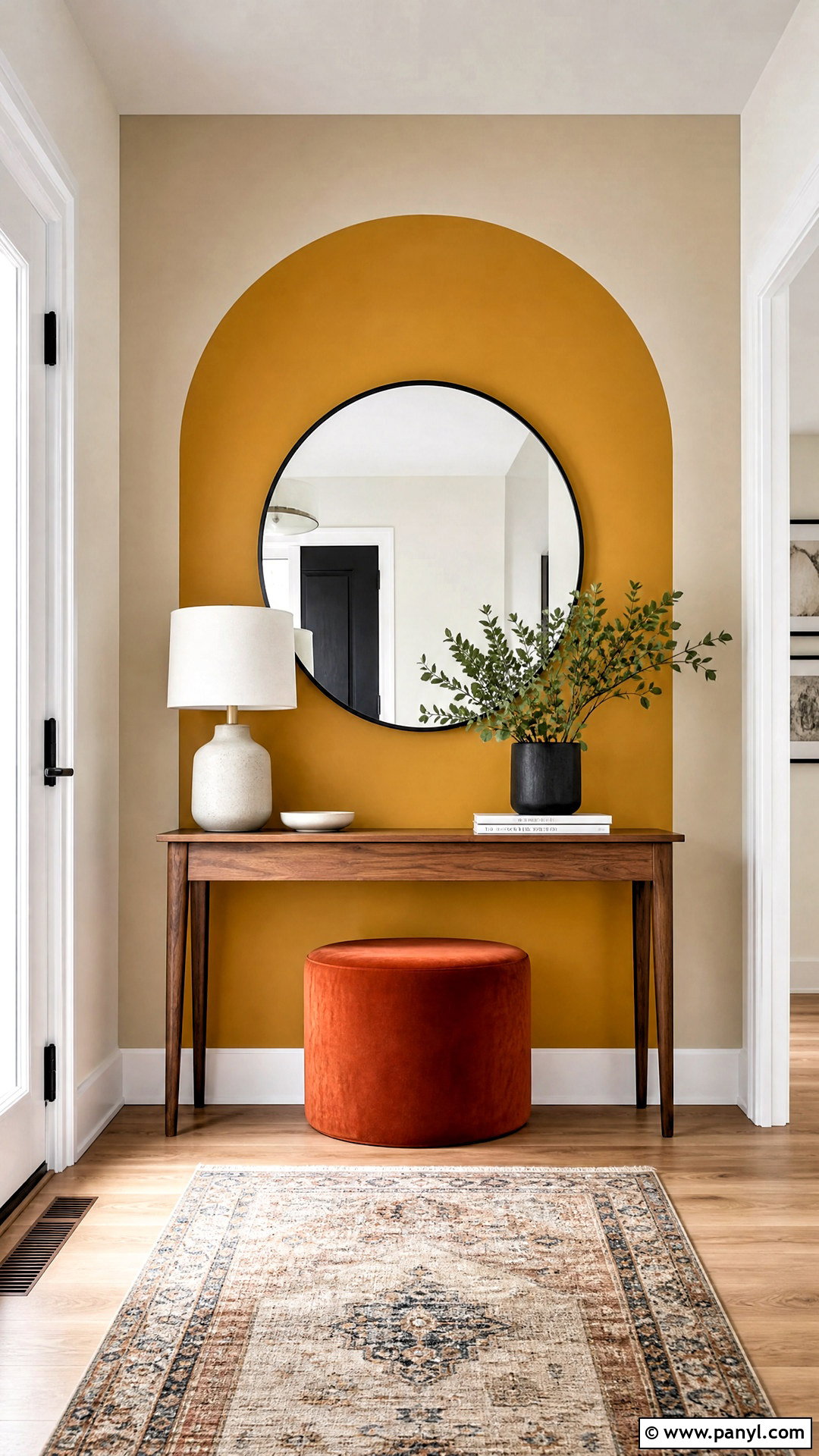 Mustard And Beige Arched Accent Wall - 20 2 tone accent wall ideas