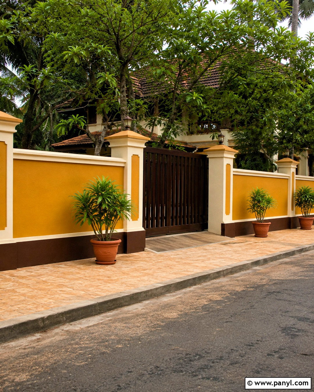 Mustard And Cream Compound Wall - 20 compound wall painting ideas